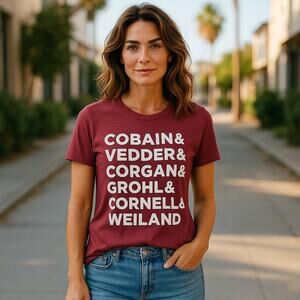 Instant Message Band Tee Grunge L Cobain Cornell Vedder Weiland Grohl Corgan‎